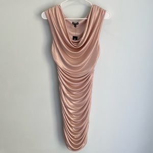 Express Ruched Bodycon Dress in Rose Gold (NWT)